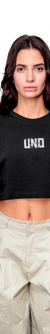 Anthracite Cotton Crop Top T-Shirt UNO