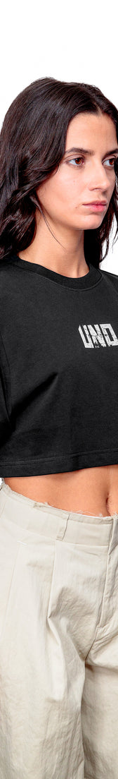 Anthracite Cotton Crop Top T-Shirt UNO