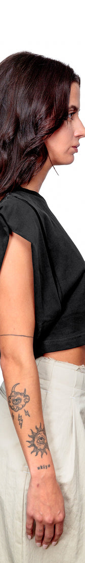 Anthracite Cotton Crop Top T-Shirt UNO