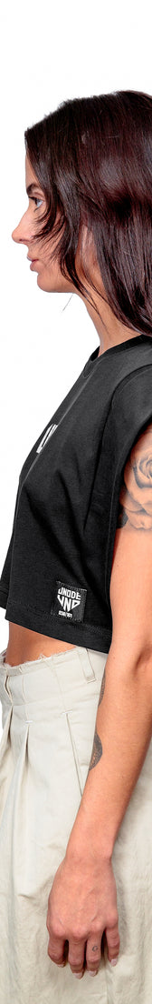 Anthracite Cotton Crop Top T-Shirt UNO