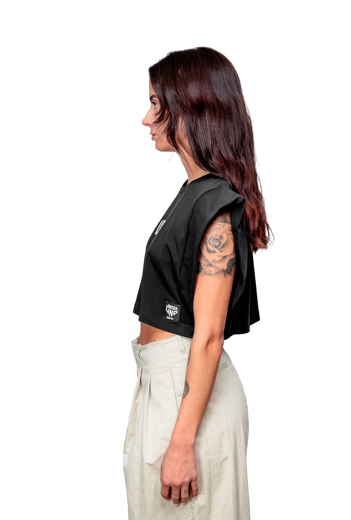 Anthracite Cotton Crop Top T-Shirt UNO
