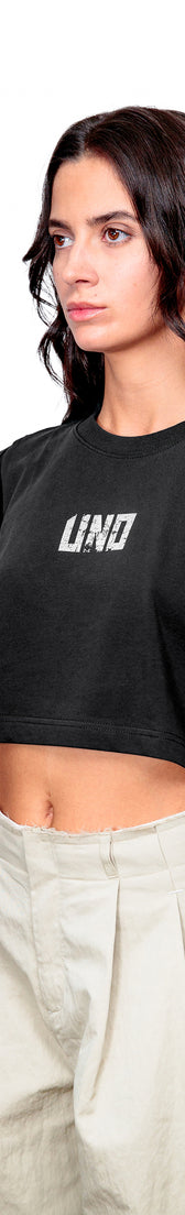 Anthracite Cotton Crop Top T-Shirt UNO