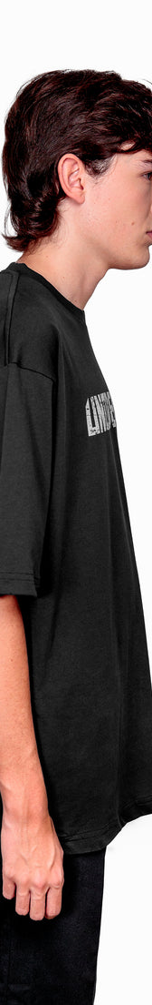 Anthracite Cotton White Printed Oversize T-Shirt