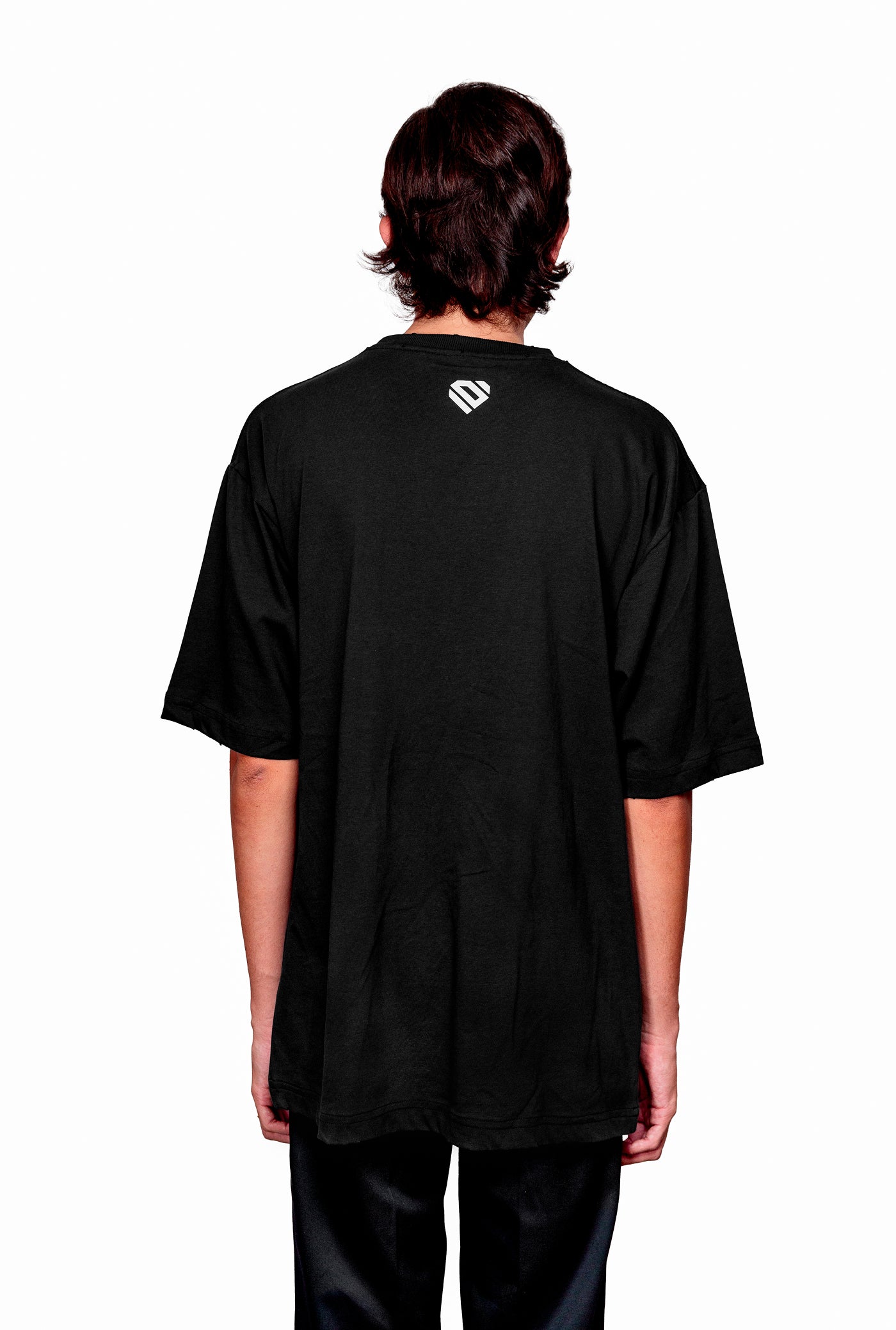 Anthracite Cotton White Printed Oversize T-Shirt