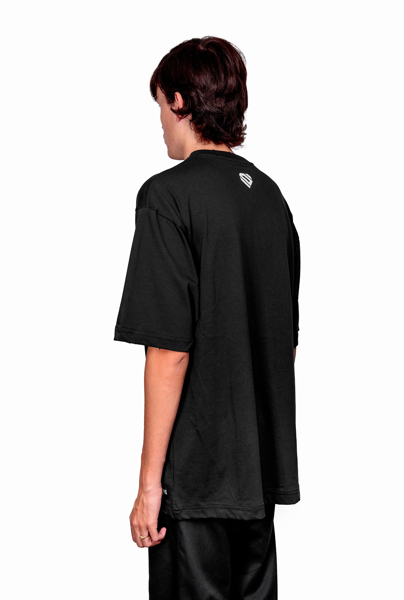 Anthracite Cotton White Printed Oversize T-Shirt