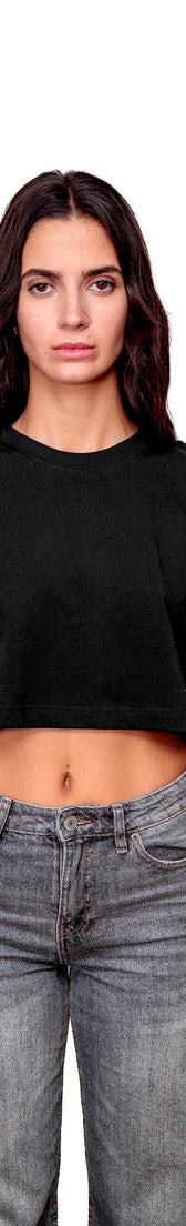 Anthracite Cotton Top Crop T-Shirt