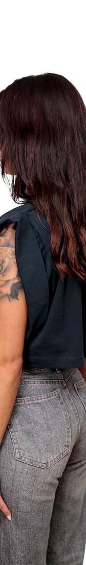 Anthracite Cotton Top Crop T-Shirt