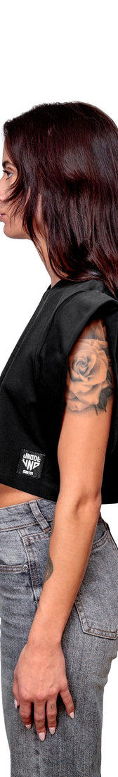 Anthracite Cotton Top Crop T-Shirt