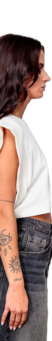 Off-white Cotton Top Crop T-Shirt