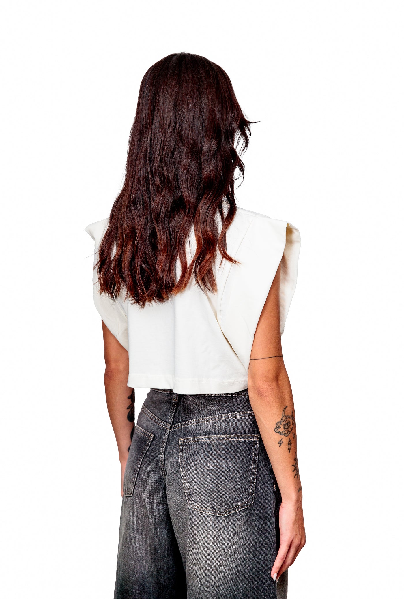 Off-white Cotton Top Crop T-Shirt