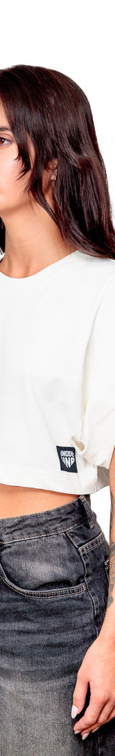 Off-white Cotton Top Crop T-Shirt