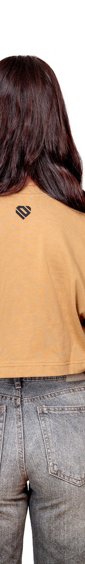 Camel Cotton Top Crop T-Shirt