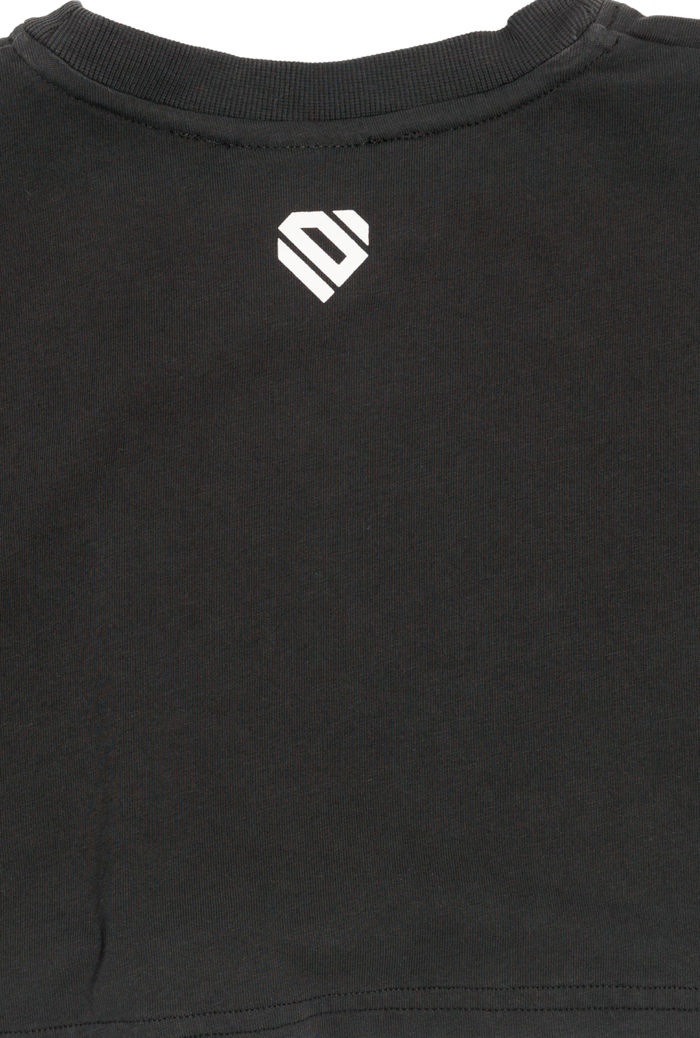 Anthracite Cotton White Printed Top Crop T-Shirt