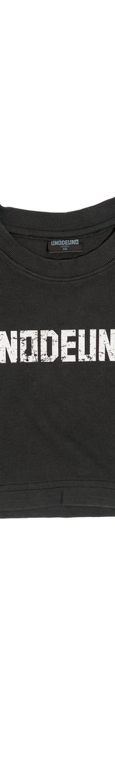 Anthracite Cotton White Printed Top Crop T-Shirt