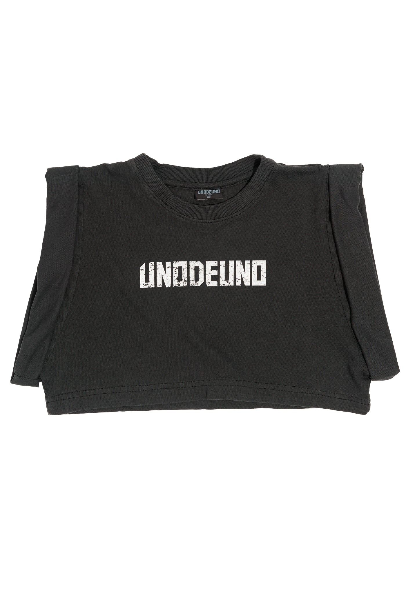 Anthracite Cotton White Printed Top Crop T-Shirt