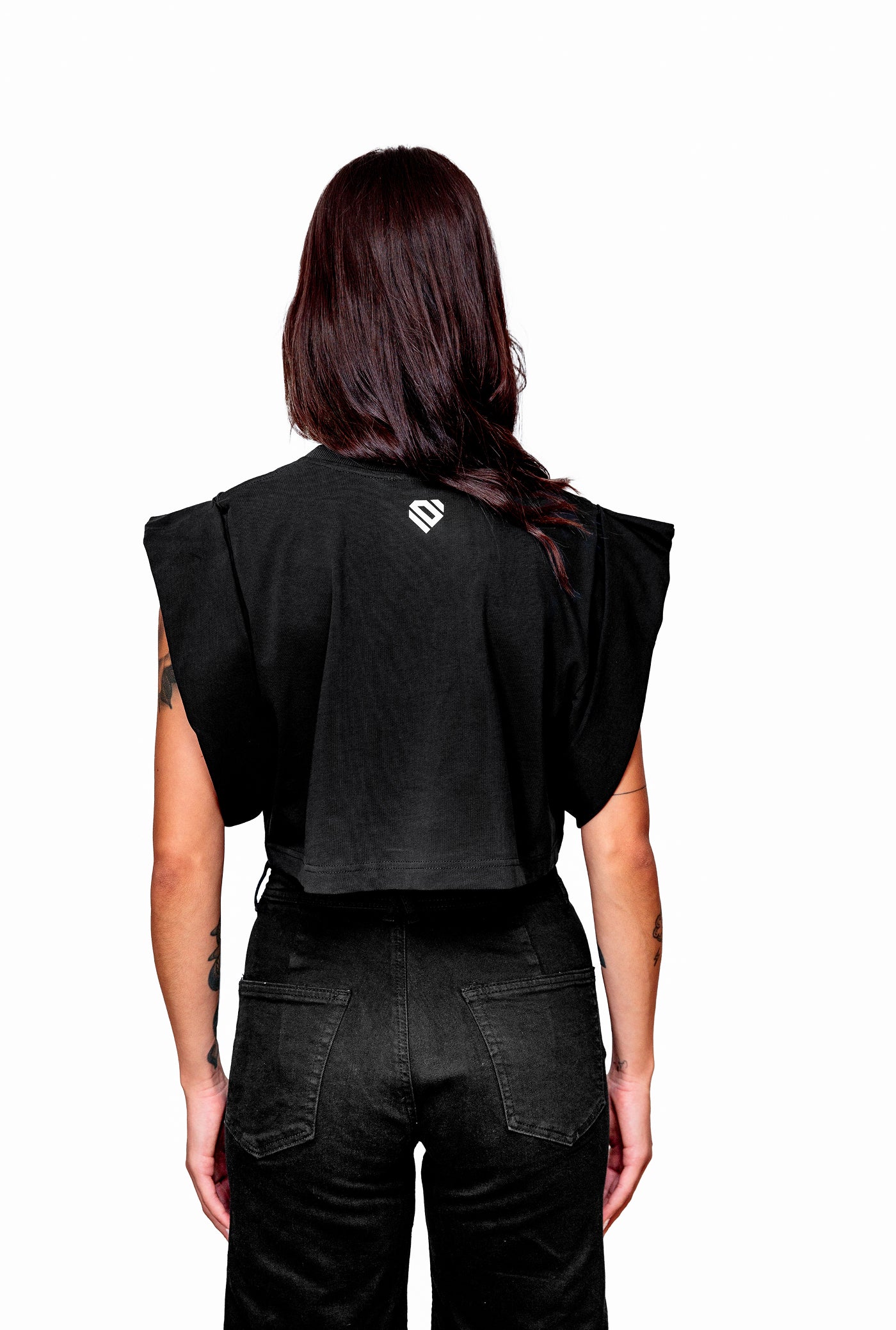 Anthracite Cotton White Printed Top Crop T-Shirt