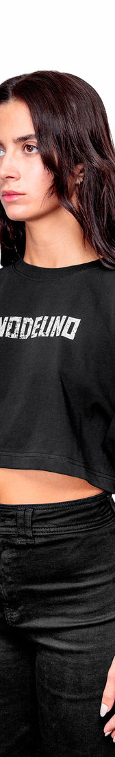 Anthracite Cotton White Printed Top Crop T-Shirt