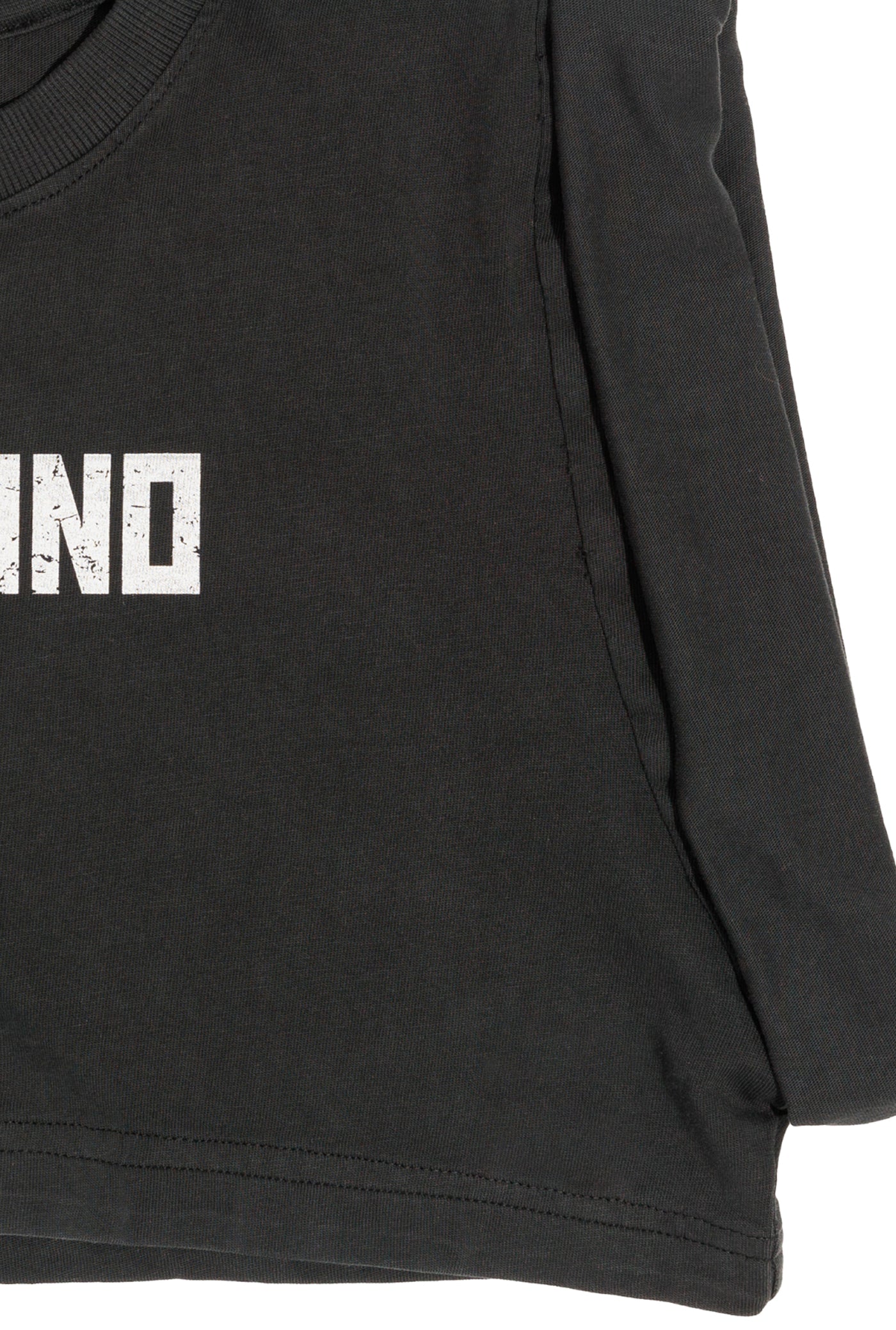 Anthracite Cotton White Printed Top Crop T-Shirt