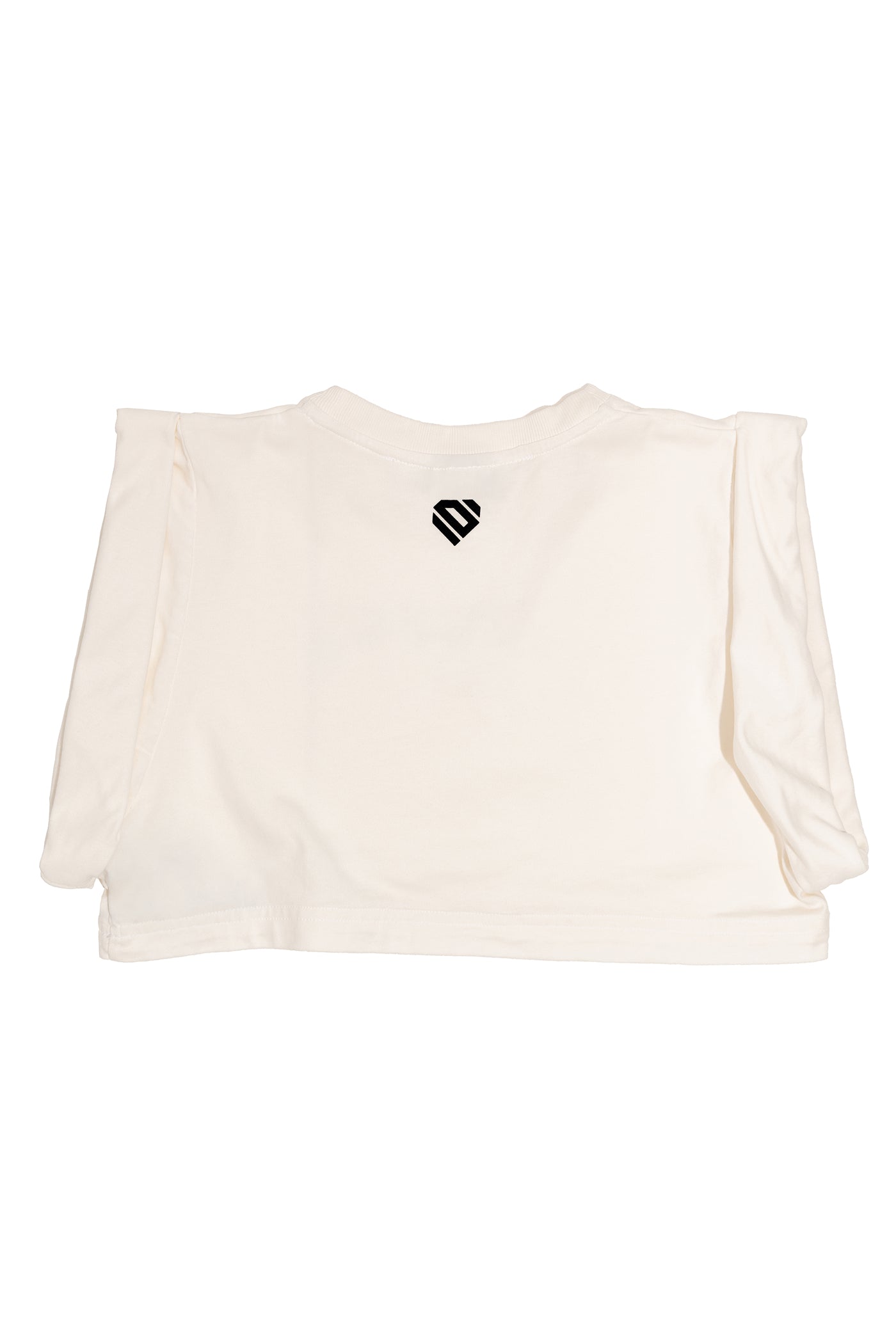 Off-white Cotton Black Printed Top Crop T-Shirt