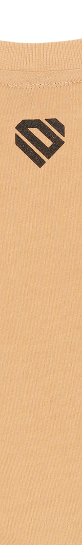 Camel Cotton Black Printed Top Crop T-Shirt